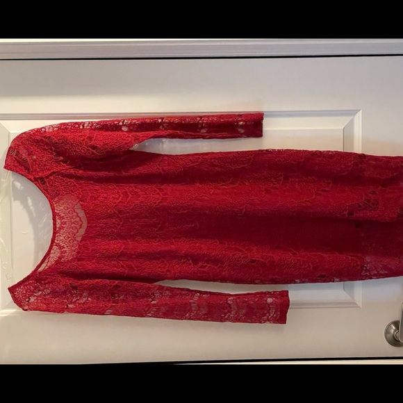soieblu lace dress red long sleeve - Picture 4 of 5
